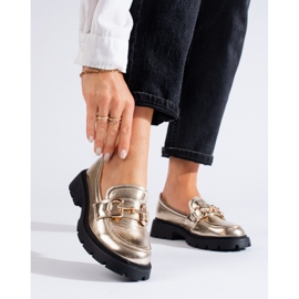 Mocassins Shelovet dorés à semelle épaisse d'or 1