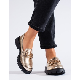 Mocassins Shelovet dorés à semelle épaisse d'or 2