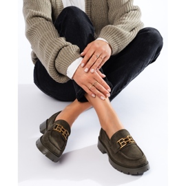 Mocassins femme Shelovet en daim vert foncé le noir 2
