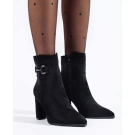 Bottines à talons hauts en daim noires Shelovet le noir 3