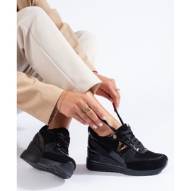 W. Potocki Baskets compensées à lacets noires Potocki 1