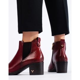 W. Potocki Bottines à talons hauts pour femmes bordeaux par Potocki rouge 2