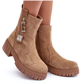 Bottines Plates Femme Massive Daim Beige Lunai 10