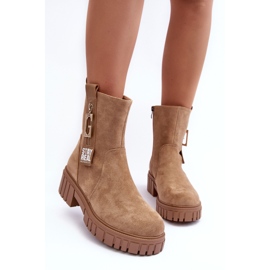Bottines Plates Femme Massive Daim Beige Lunai 5