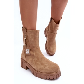 Bottines Plates Femme Massive Daim Beige Lunai 9