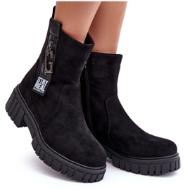 Bottines Plates En Daim Chunky Pour Femme Noir Lunai le noir 10