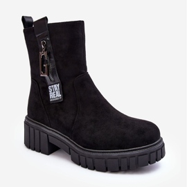Bottines Plates En Daim Chunky Pour Femme Noir Lunai le noir 2