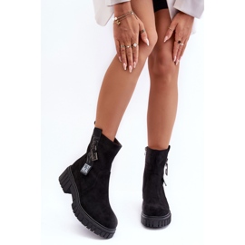 Bottines Plates En Daim Chunky Pour Femme Noir Lunai le noir 5