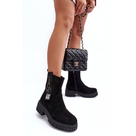 Bottines Plates En Daim Chunky Pour Femme Noir Lunai le noir 9