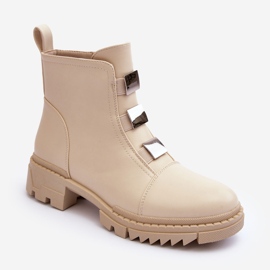 PS1 Bottines Plates En Cuir, Azulenn Beige Clair 1