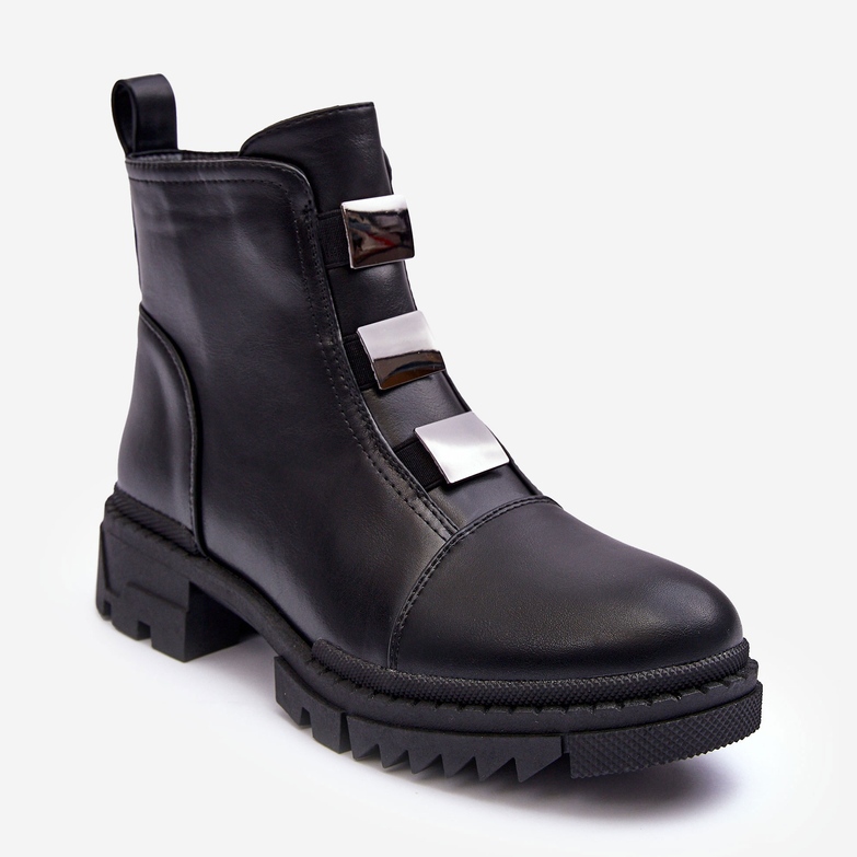 PS1 Bottines plates en cuir Azulenn noires le noir 1