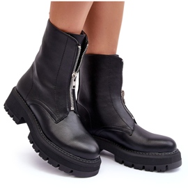 PS1 Bottines Plates En Cuir Avec Fermeture Éclair Noir Vimal le noir 9