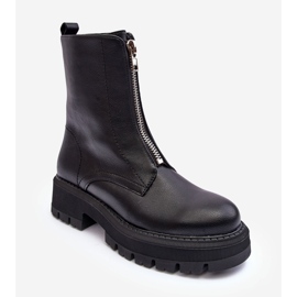 PS1 Bottines Plates En Cuir Avec Fermeture Éclair Noir Vimal 1