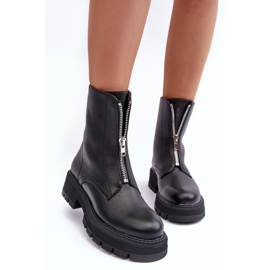 PS1 Bottines Plates En Cuir Avec Fermeture Éclair Noir Vimal le noir 4