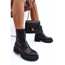 PS1 Bottines Plates En Cuir Avec Fermeture Éclair Noir Vimal le noir 8