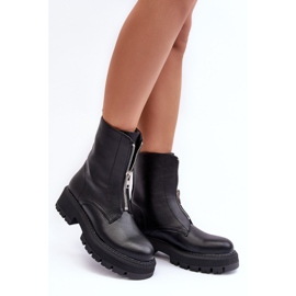 PS1 Bottines Plates En Cuir Avec Fermeture Éclair Noir Vimal le noir 3