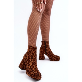 PS1 Bottines En Daim À Talons Gros, Motif Animal, Abnous Marron brun 7