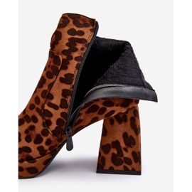 PS1 Bottines En Daim À Talons Gros, Motif Animal, Abnous Marron brun 2