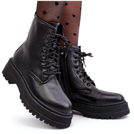 PS1 Bottines Worker À Lacets Et Semelle Épaisse Femme Noir Biancis le noir 11