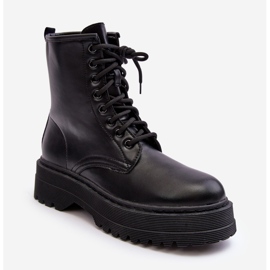 PS1 Bottines Worker À Lacets Et Semelle Épaisse Femme Noir Biancis le noir 3