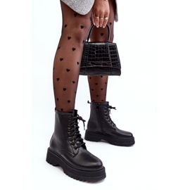 PS1 Bottines Worker À Lacets Et Semelle Épaisse Femme Noir Biancis le noir 10