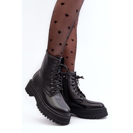 PS1 Bottines Worker À Lacets Et Semelle Épaisse Femme Noir Biancis le noir 5