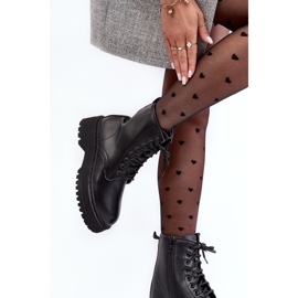 PS1 Bottines Worker À Lacets Et Semelle Épaisse Femme Noir Biancis le noir 7