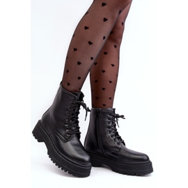 PS1 Bottines Worker À Lacets Et Semelle Épaisse Femme Noir Biancis le noir 9