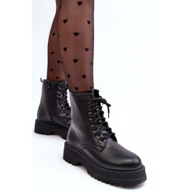 PS1 Bottines Worker À Lacets Et Semelle Épaisse Femme Noir Biancis le noir 8