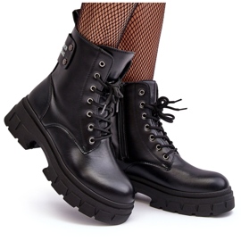 PS1 Bottines à lacets pour femmes sur talon plat, noir Brenhile le noir 11