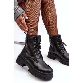 PS1 Bottines à lacets pour femmes sur talon plat, noir Brenhile le noir 2