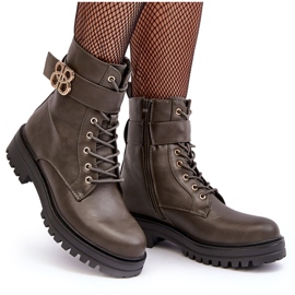 PS1 Bottes de travail pour femmes avec fermeture éclair avec décoration, vert foncé Ciossava 10