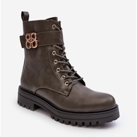 PS1 Bottes de travail pour femmes avec fermeture éclair avec décoration, vert foncé Ciossava 9