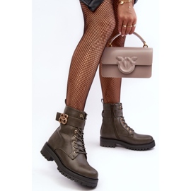 PS1 Bottes de travail pour femmes avec fermeture éclair avec décoration, vert foncé Ciossava 6