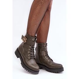 PS1 Bottes de travail pour femmes avec fermeture éclair avec décoration, vert foncé Ciossava 2