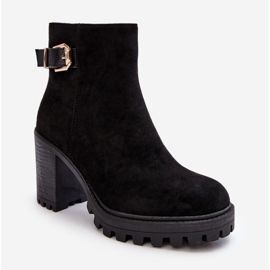 PS1 Bottines pour femmes en daim avec décoration Menoria noire 1