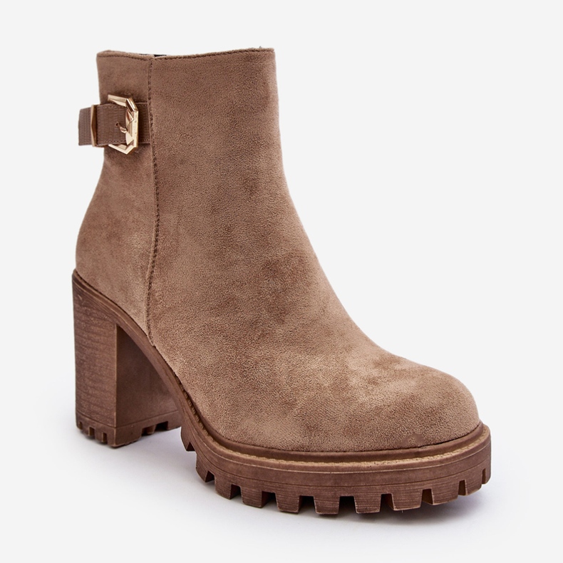 PS1 Bottines pour femmes en daim avec décoration Menoria beige 1