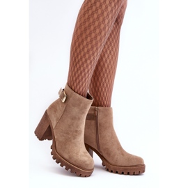 PS1 Bottines pour femmes en daim avec décoration Menoria beige 3