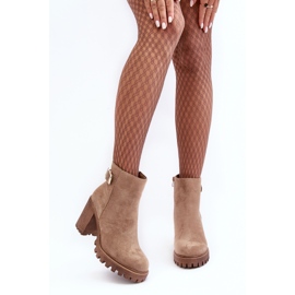 PS1 Bottines pour femmes en daim avec décoration Menoria beige 4