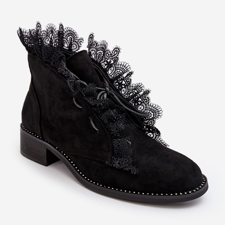 PS1 Bottines Plates Femme Daim Noir Klemovia 2
