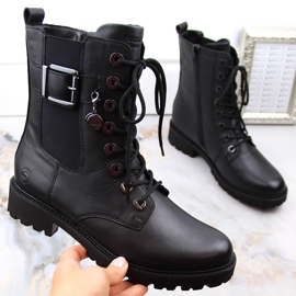 Bottes isolées confortables en cuir pour femme, noir Remonte D8668-00 le noir 1