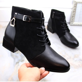 Bottines femme à talons plats et isolées Potocki noires SZ12260 1