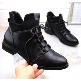 M. DASZYŃSKI Bottes noires isolées à talons plats pour femmes M.Daszyński MR2251-6 le noir 1