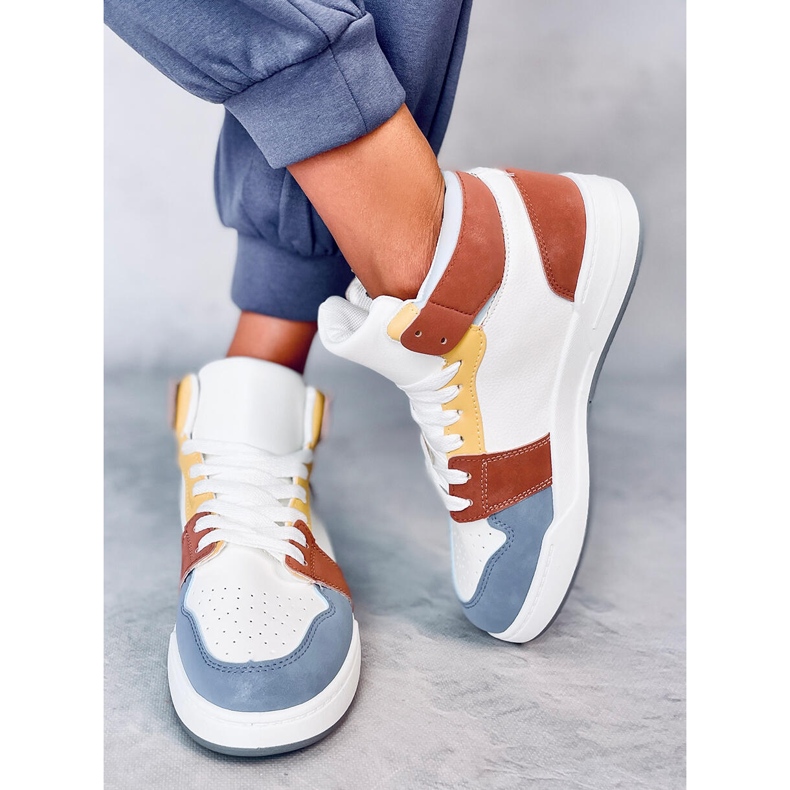 Baskets montantes bleues Clowsi blanc 1