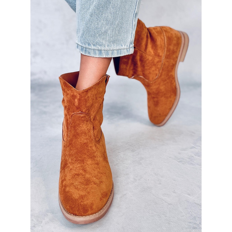 Bottes sur un talon compensé Deer Camel caché brun 1