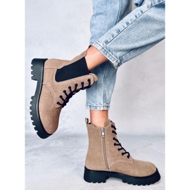 Franti Bottines Chelsea à lacets beiges 3