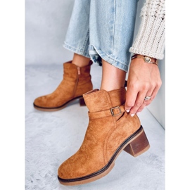Bottes à talons larges Aretha Camel brun 2