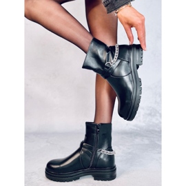 Cindy Bottines noires avec chaîne le noir 5