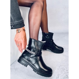 Cindy Bottines noires avec chaîne le noir 3