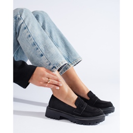 Mocassins femme Shelovet en daim noir le noir 2